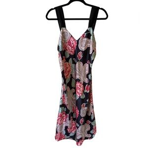 Vintage J.O. Intimates “Silky” Floral Sexy Midi Nightgown w/Sheer Tank Straps